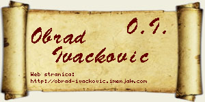 Obrad Ivačković vizit kartica